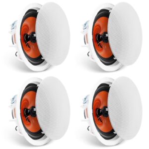 4 PCs 8 Inch In Ceiling Speakers, 100-Watts, Flush Mount Ceiling & In-Wall Speakers System With 8ΩImpedance 89dB Sensitivity, For Home Kitchen Living Room Bedroom Or Covered Outdoor Porches