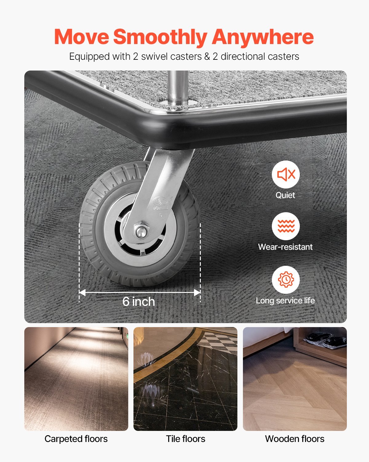 Hotel Luggage Cart 800 LBS Brushed Stainless Steel Finish Bellman's Cart - Image 5