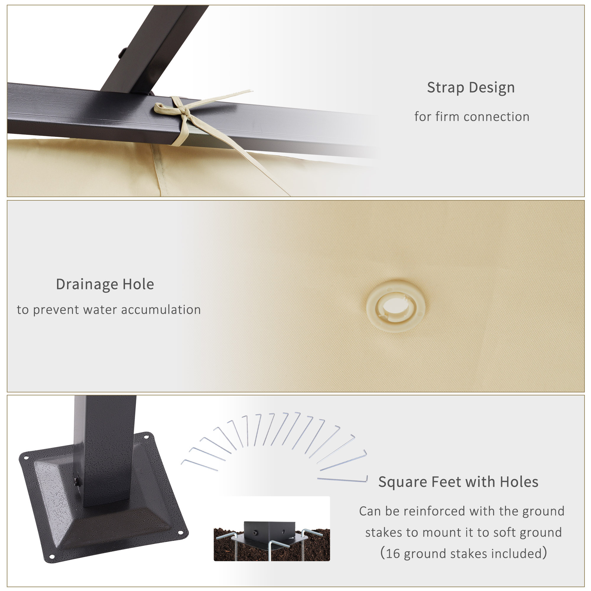 10' X 10' Outdoor Retractable Pergola Canopy, Metal Patio Shade Shelter For Backyard, Porch Party, Garden, Grill Gazebo, Beige - Image 5