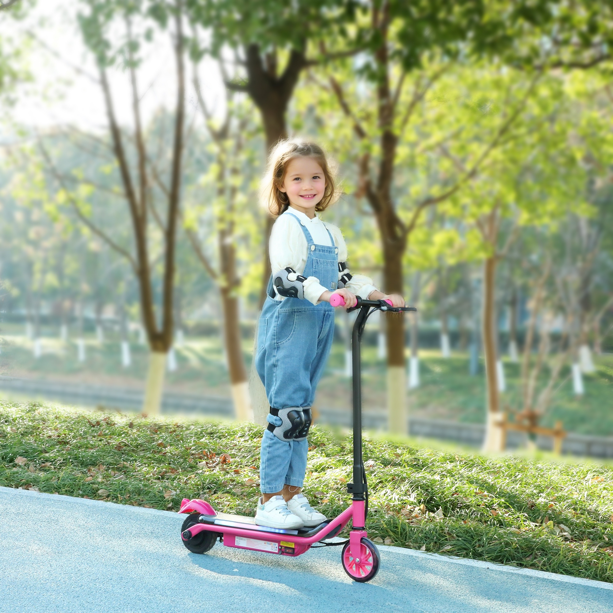 Electric Scooter For Kids Aged 6-14 Years, With Colourful Lights, Pink - Image 4