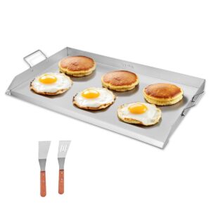 Grillplatte Grillpfanne Edelstahl Universelle Rechteckige Platte (910 X 525 Mm) Mit Flacher Oberseite, Gasgrill-Grillplatte Für BBQ-Grill Teppanyaki, Tragbares Familienkochgeschirr Mit Griff