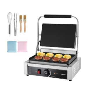 Kommerzieller Panini-Grill Kontaktgrill 2200 W Für Sandwiches Steak Bacon Hamburger, Sandwichmaker Pressgrill Aus Edelstahl Mit Griff & Temperaturregelung & 34 X 23 Cm Heizplatte, Paninipresse
