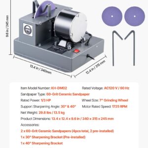 Lawn Mower Blade Sharpener, 1/3HP Lawnmower Blades Grinder With 7" Ceramic Grinding Wheel, 30° Or 40° Blade Sharpening Machine For High Lift, Low Lift, Gator & Flat Blades