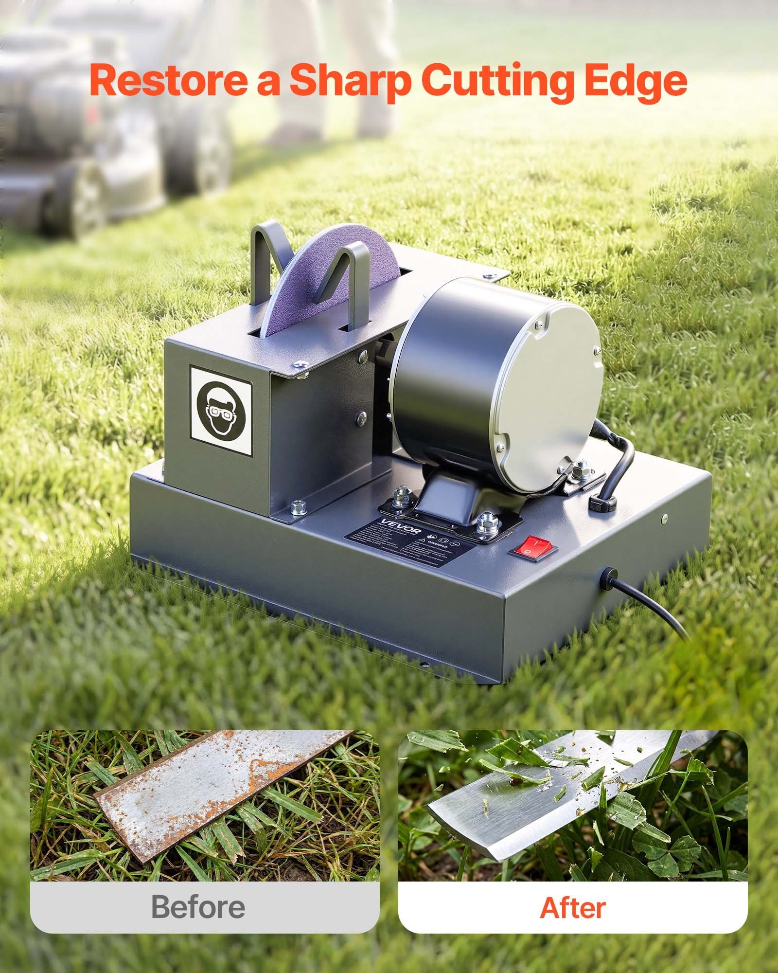 Lawn Mower Blade Sharpener, 1/3HP Lawnmower Blades Grinder With 7" Ceramic Grinding Wheel, 30° Or 40° Blade Sharpening Machine For High Lift, Low Lift, Gator & Flat Blades - Image 3