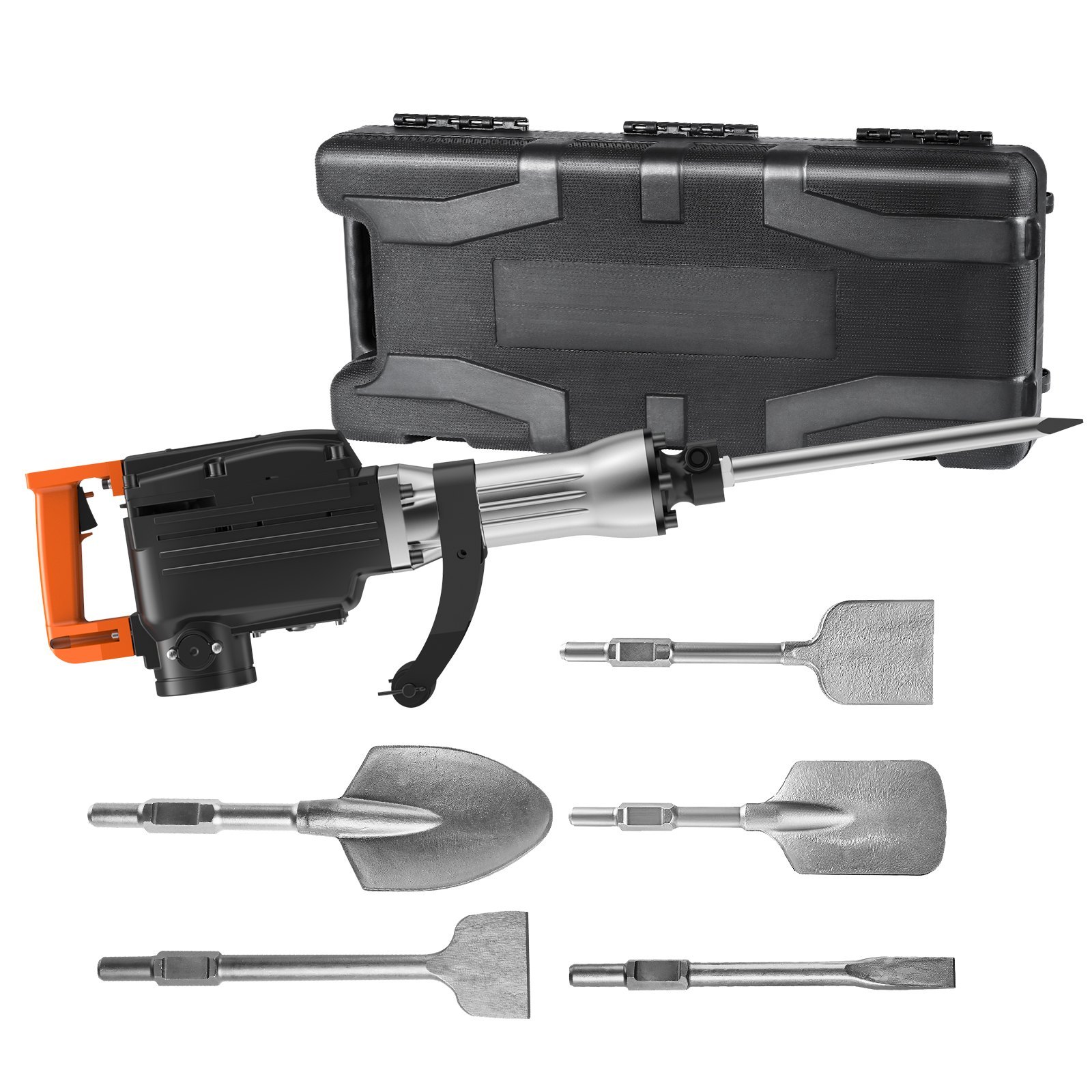 Demolition Jack Hammer, 1350 BPM Concrete Breaker 6pcs Chisels Bit Chipping With Case, 2200W Electric Jackhammer Heavy Duty, Black - Image 5