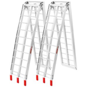 Aluminum Ramps, 1500 Lbs Folding Loading Ramps For Pickup Trucks Bed, Trailers Ramp With Load Straps For Dirt Bike, UTV, ATV, Trucks, Lawn Mowers, Snowblower, Cargo Trailer, 89"L X 12"W, 2 Pcs