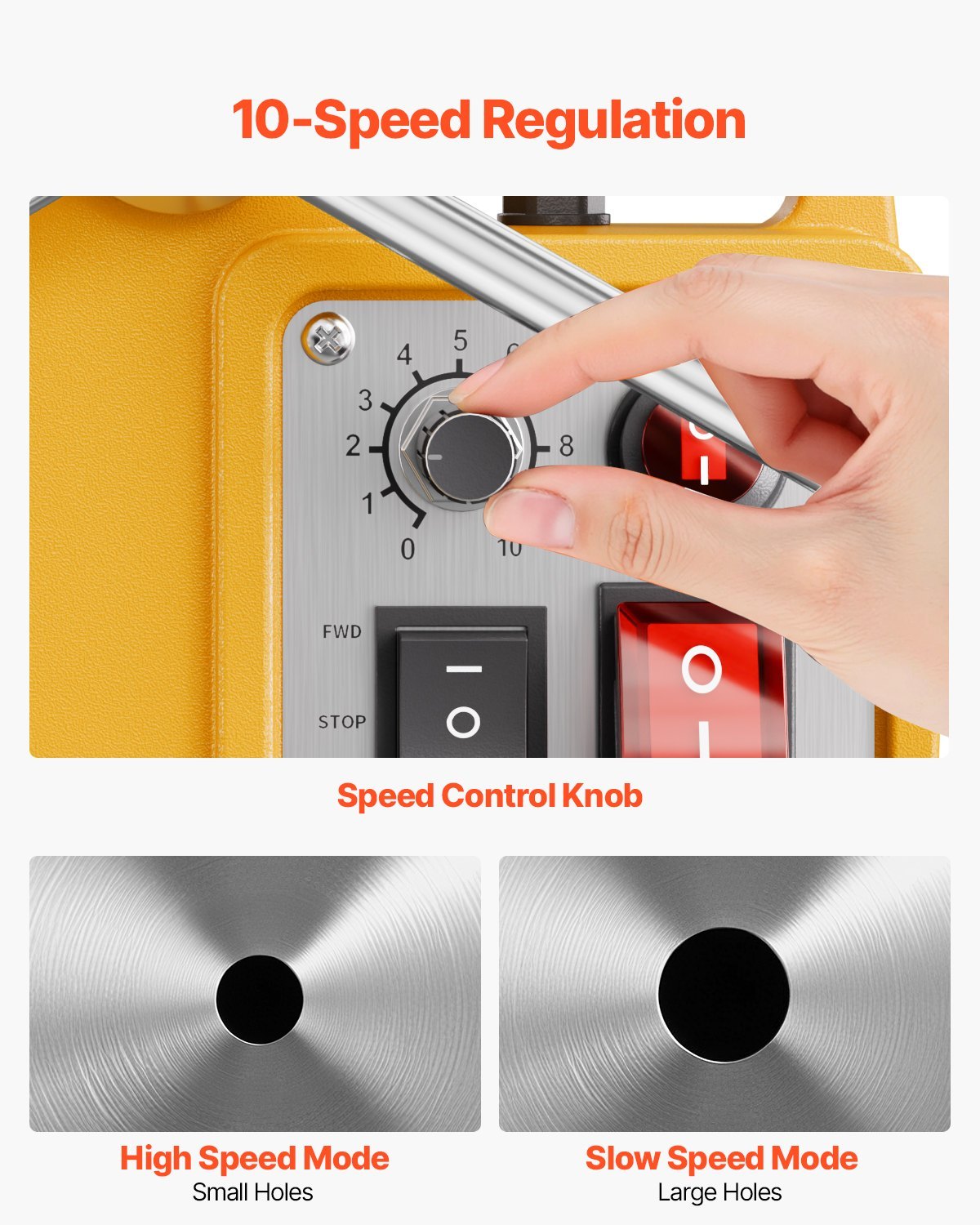 Magnetic Drill 1450W 2878 Lbf Mag Drill Press 2 In Boring Diameter 6 Bits Yellow - Image 6