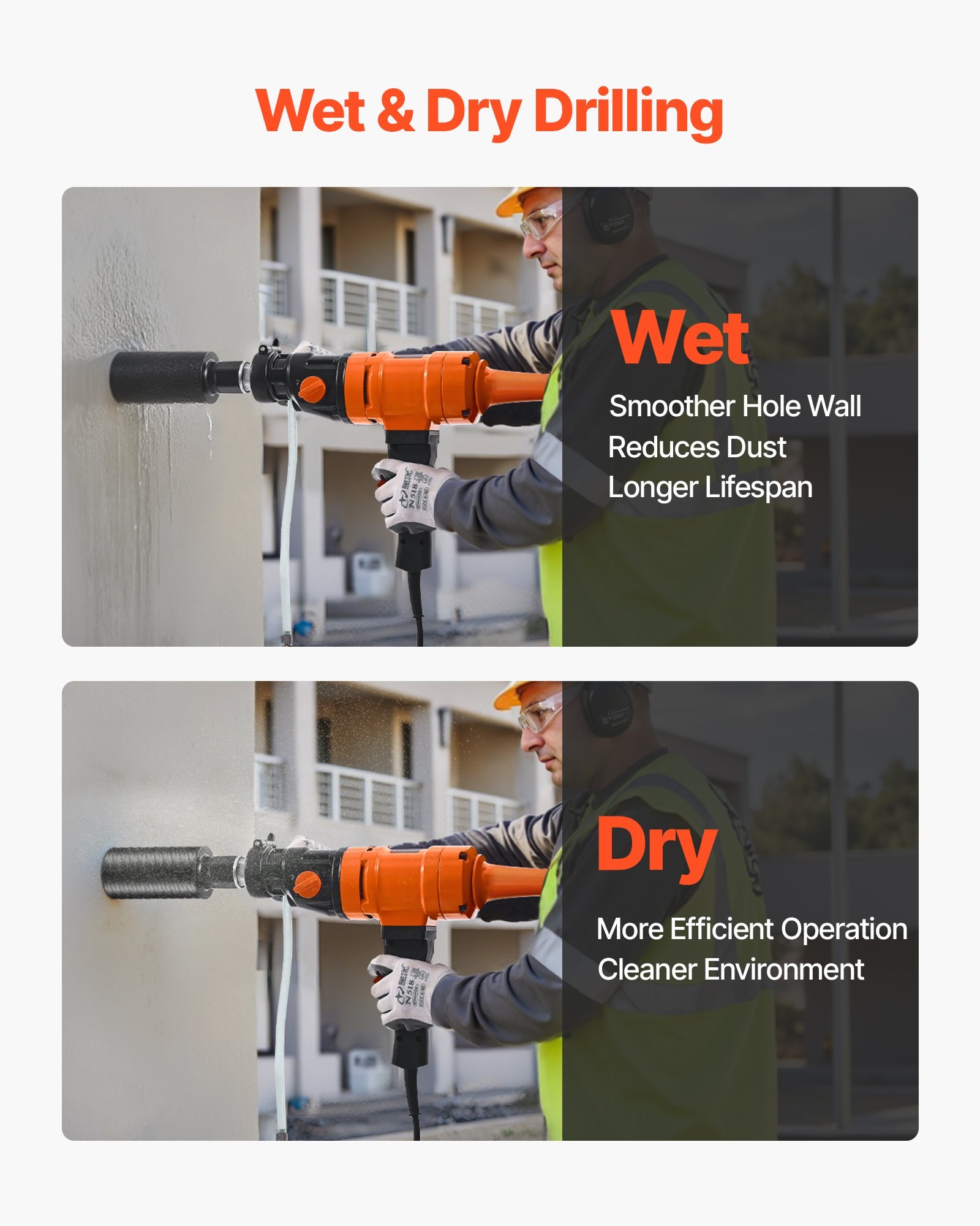 Diamond Core Drill Machine Handheld Concrete Core Drill Rig 8 In Dia 1800W - Image 4