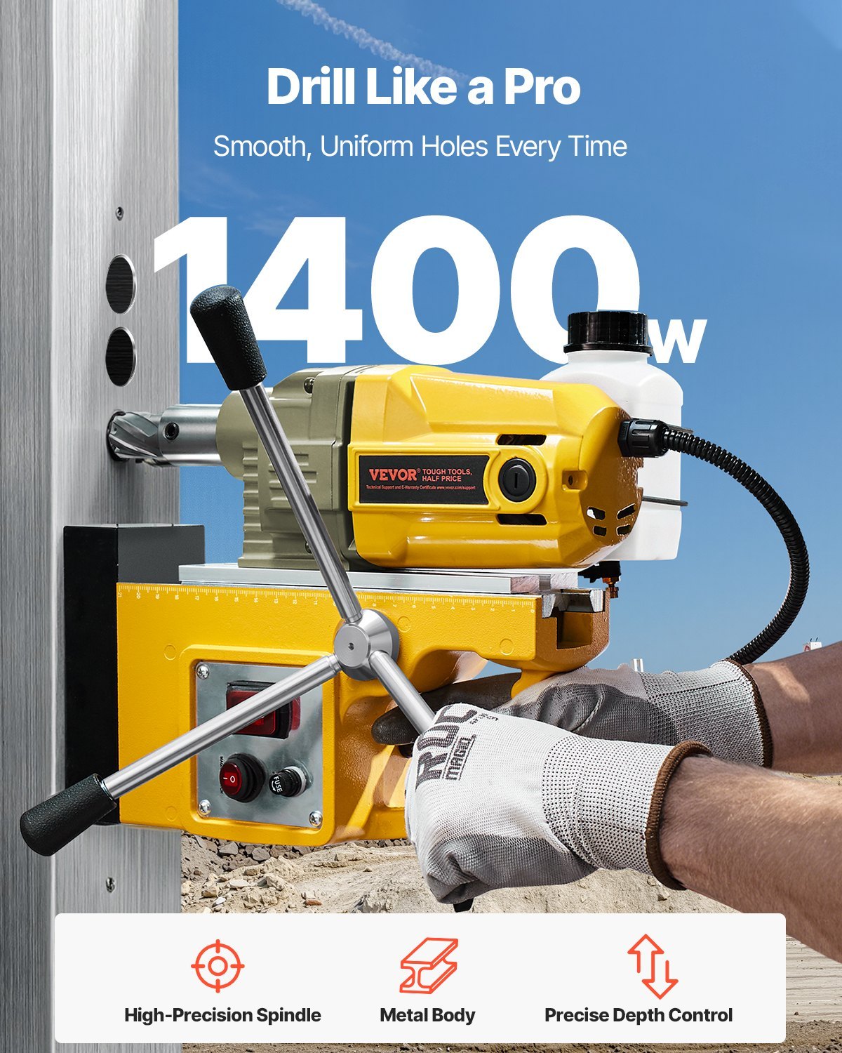 Magnetic Drill 1400W 2810 Lbf Mag Drill Press 1.6 In Boring Diameter 800 RPM - Image 2