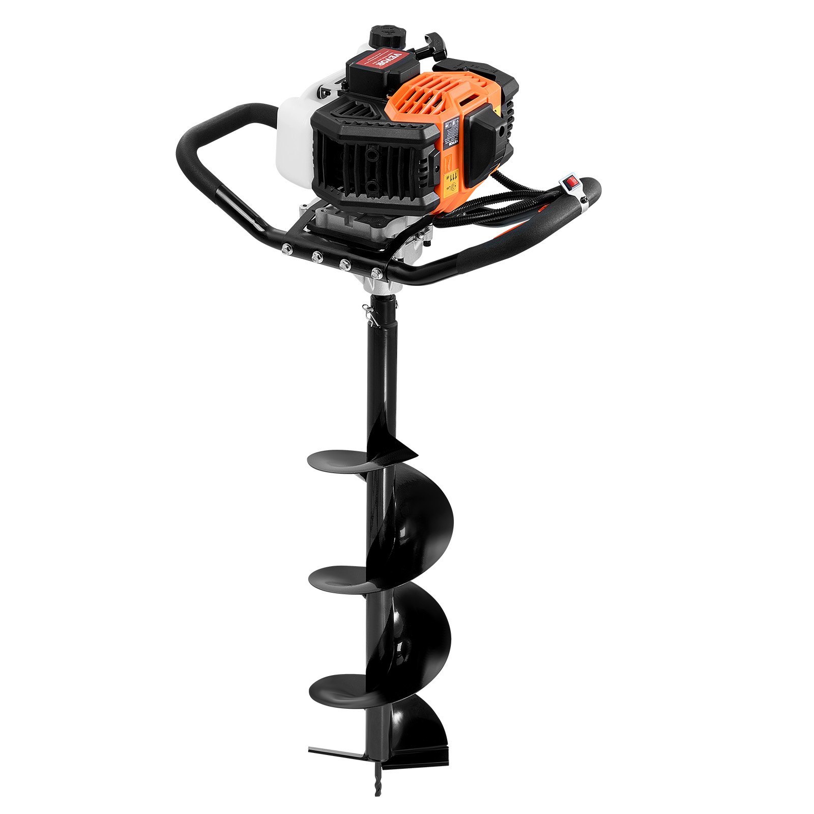 Post Hole Digger Gas Powered, 43CC 1250W Earth Auger, Gas Auger With 8” Auger Drill Action Design Bits, Post Fence Hole Digger For Farmland Garden Plant, Orange+Black