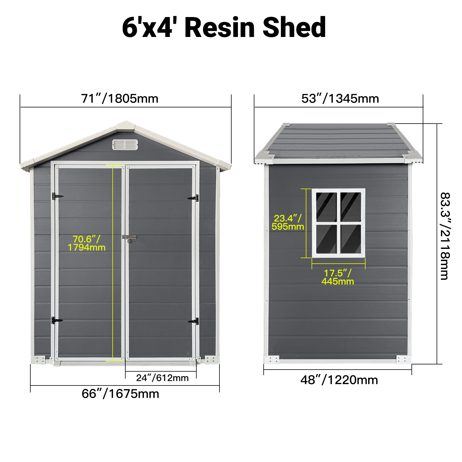 6x4 Ft Plastic Outdoor Storage With Floor And Lockable Door Plastic Garden Shed For Backyard, Lawn, Gray - Image 3