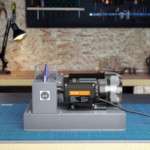 VEVOR Lawn Mower Blade Sharpener, 1HP 750W Lawnmower Blade Grinder With 9-inch Ceramic Grinding Wheel, Powerful Bench Mower Sharpening Machine For High Low Lift Blades, Gator Blades, Flat Blades