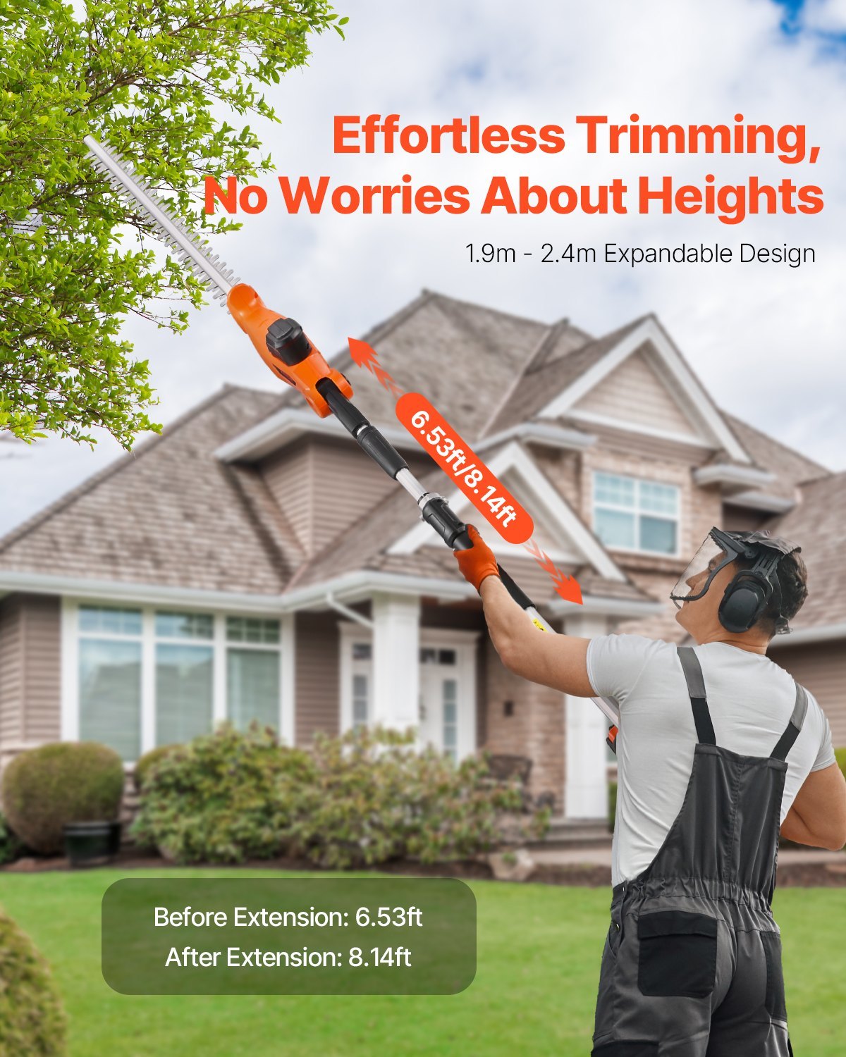 Cordless Electric Hedge Trimmer 20V 1200RMP With 20in Blade Extendable Trimmer - Image 4