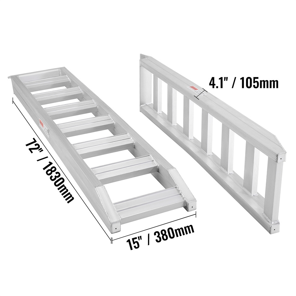 VEVOR Aluminum Ramps, 8810 Lbs, Heavy-duty Ramps With Top Hook Attaching End, Universal Loading Ramp For Motorcycle, Tractor, ATV UTV, Trucks, Lawn Mower, 72inL X 15inW, 2Pcs - Image 4