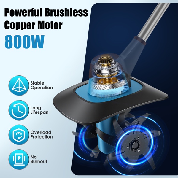 Cordless Tiller Cultivator,800W Electric Cordless Tiller Cultivator, 21V Battery Powered Soil Tiller With 6.69' Depth 8.66' Width, Handheld Garden Cultivator For Garden Yard Planting - Image 6