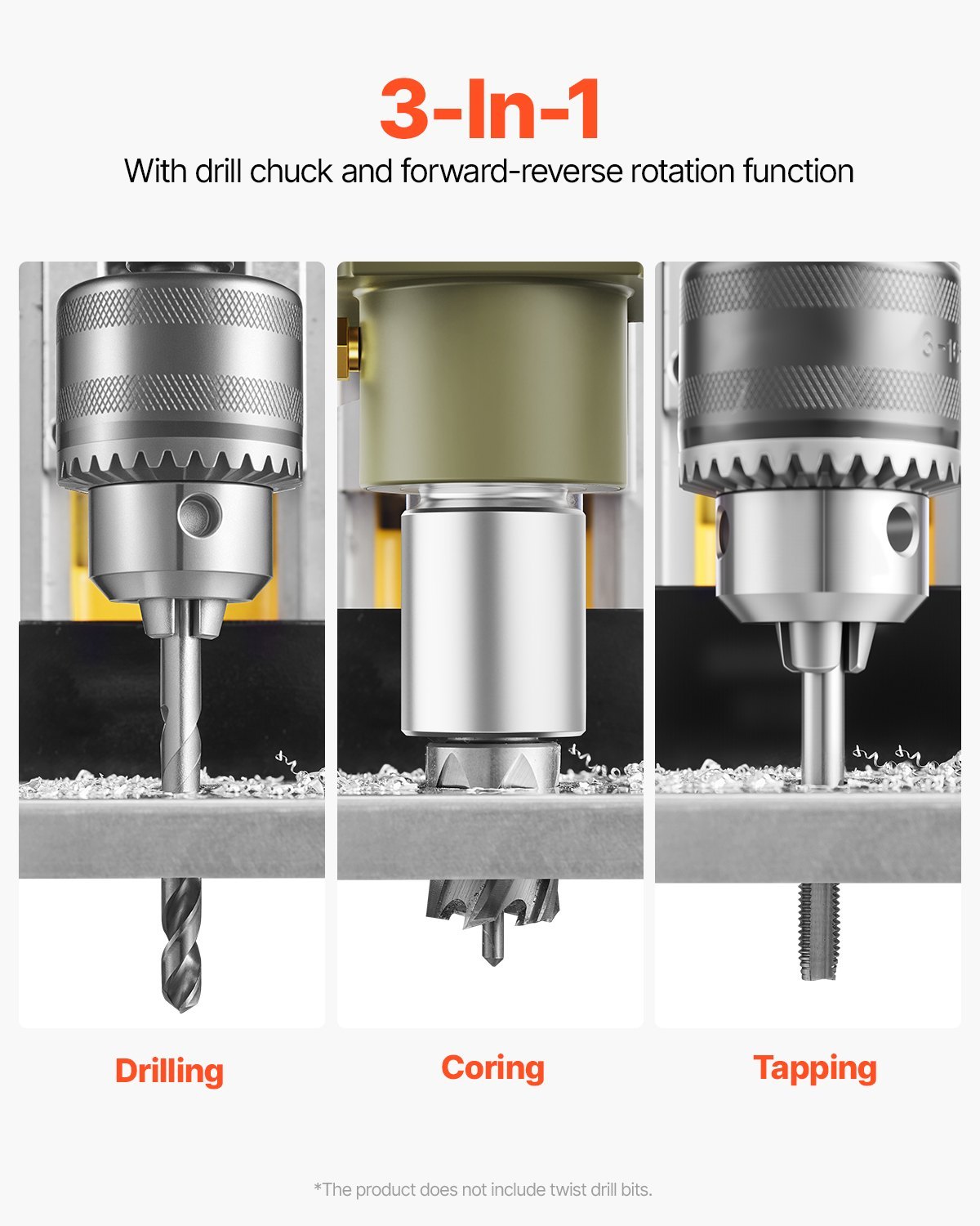 Magnetic Drill 1200W 2810 Lbf Mag Drill Press 1.6 In Boring Diameter Yellow - Image 4
