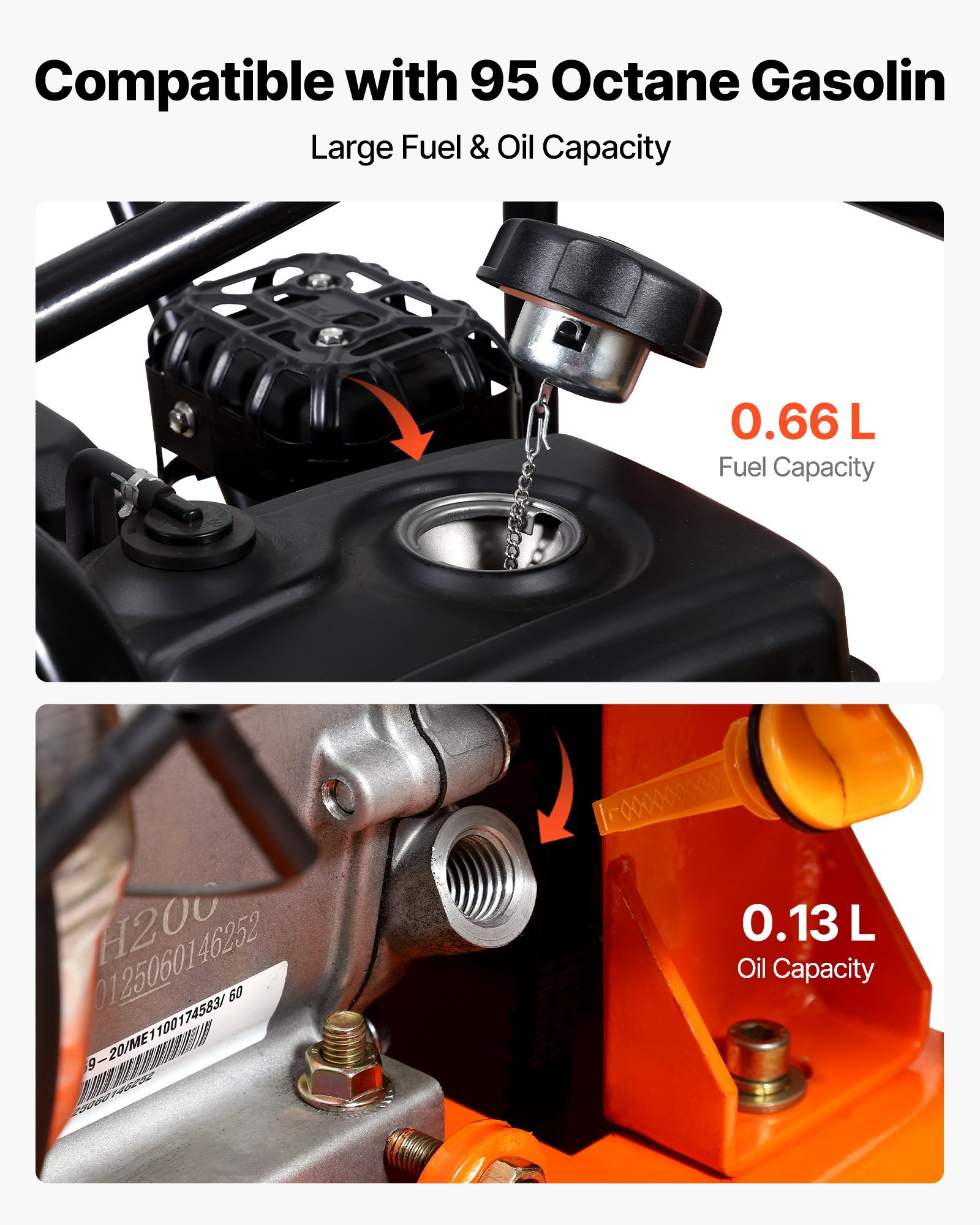 Plate Compactor, 6.5 HP 196CC Gas Engine, 5700 VPM Vibrating Ground Rammer, 4047 Lbs Compaction Force, 21 X 16 In Plate, Walk Behind Compactor For Paver Landscaping, Asphalt, Foundation, Soil - Image 4