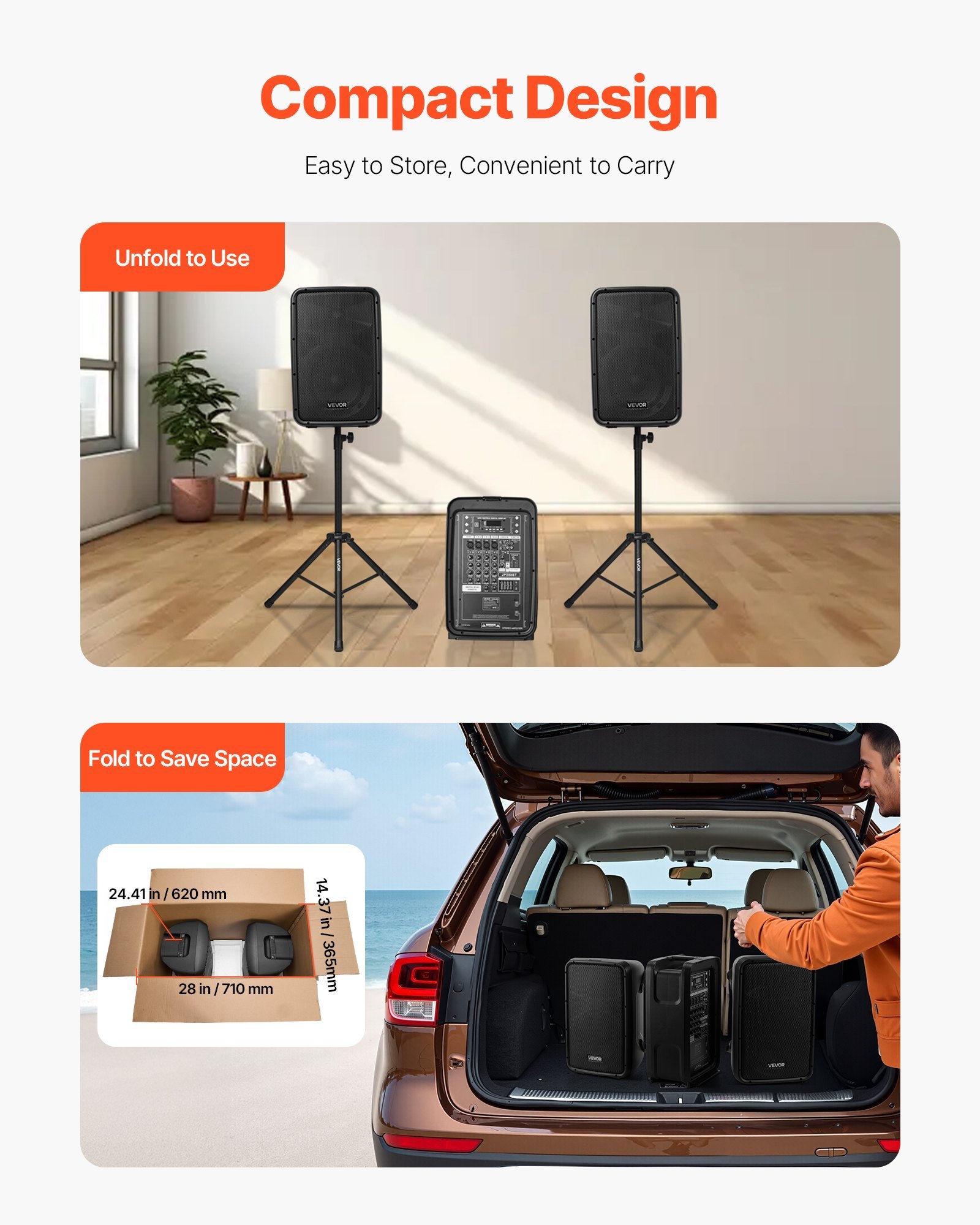 2 X 8 In Speakers Portable PA System 300W Mixer Bluetooth Mic For DJ Party - Image 5