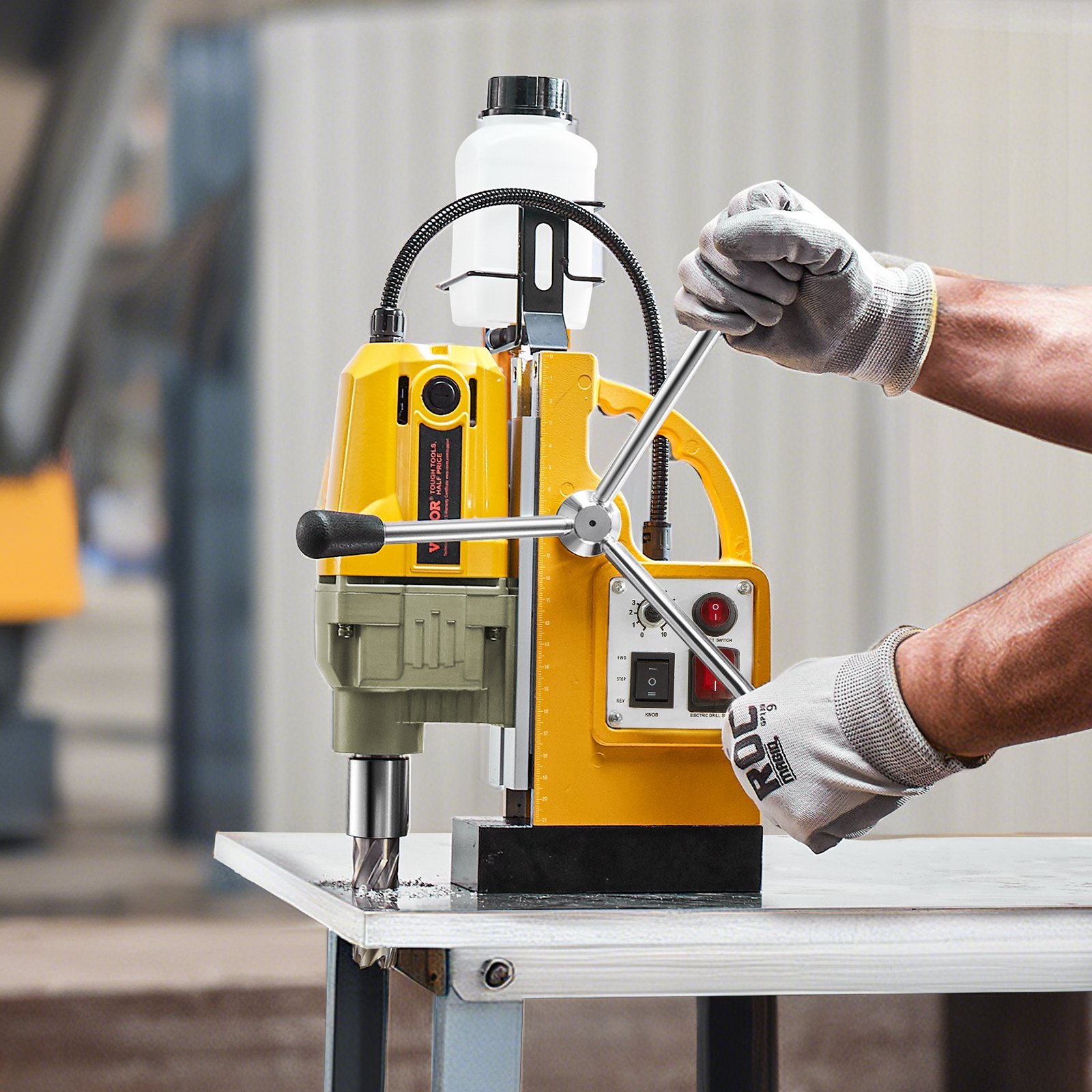 Magnetic Drill 1200W 2810 Lbf Mag Drill Press 1.6 In Boring Diameter Yellow - Image 3