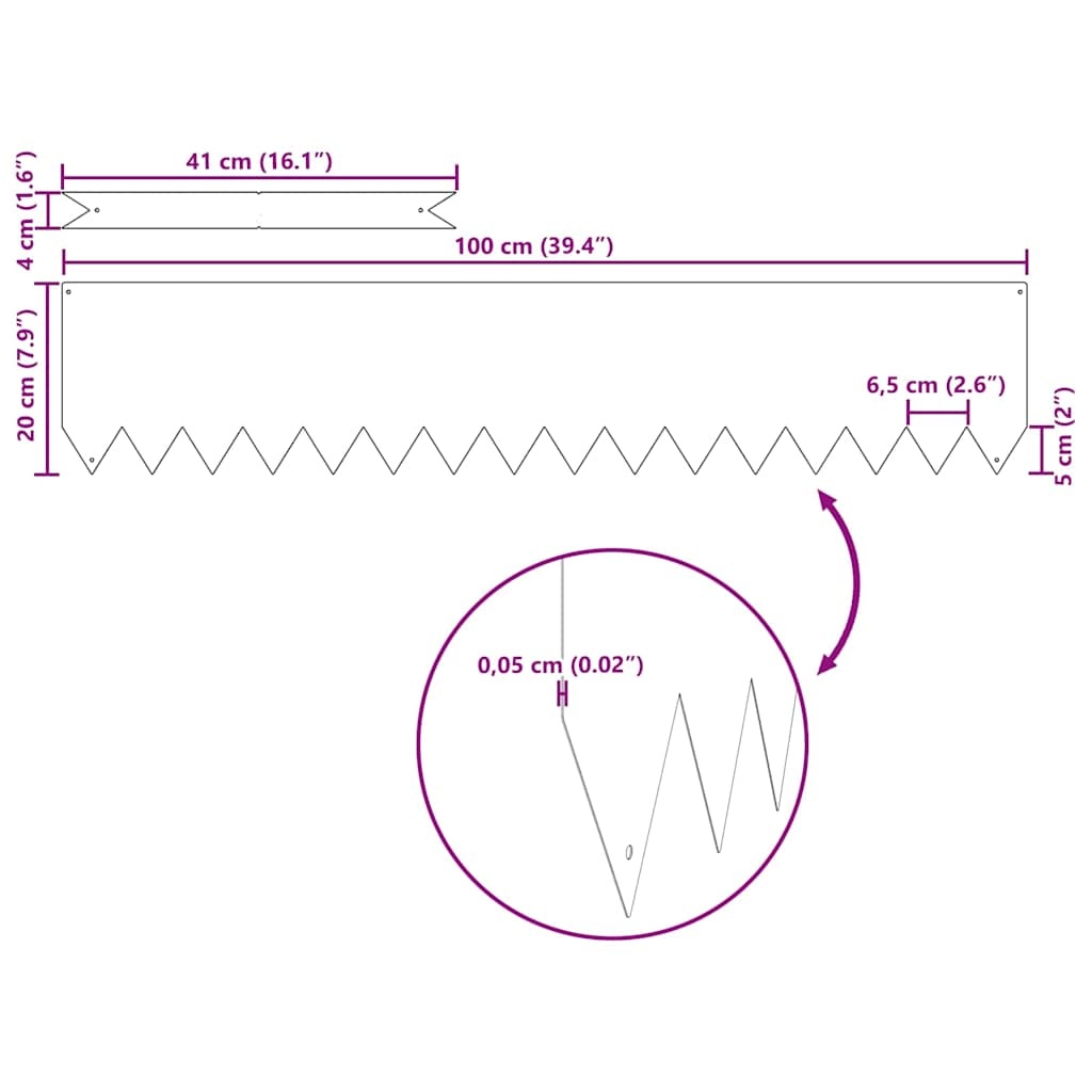 lawn edging, 20 pieces, 100 x 0, weatherproof steel - Image 6