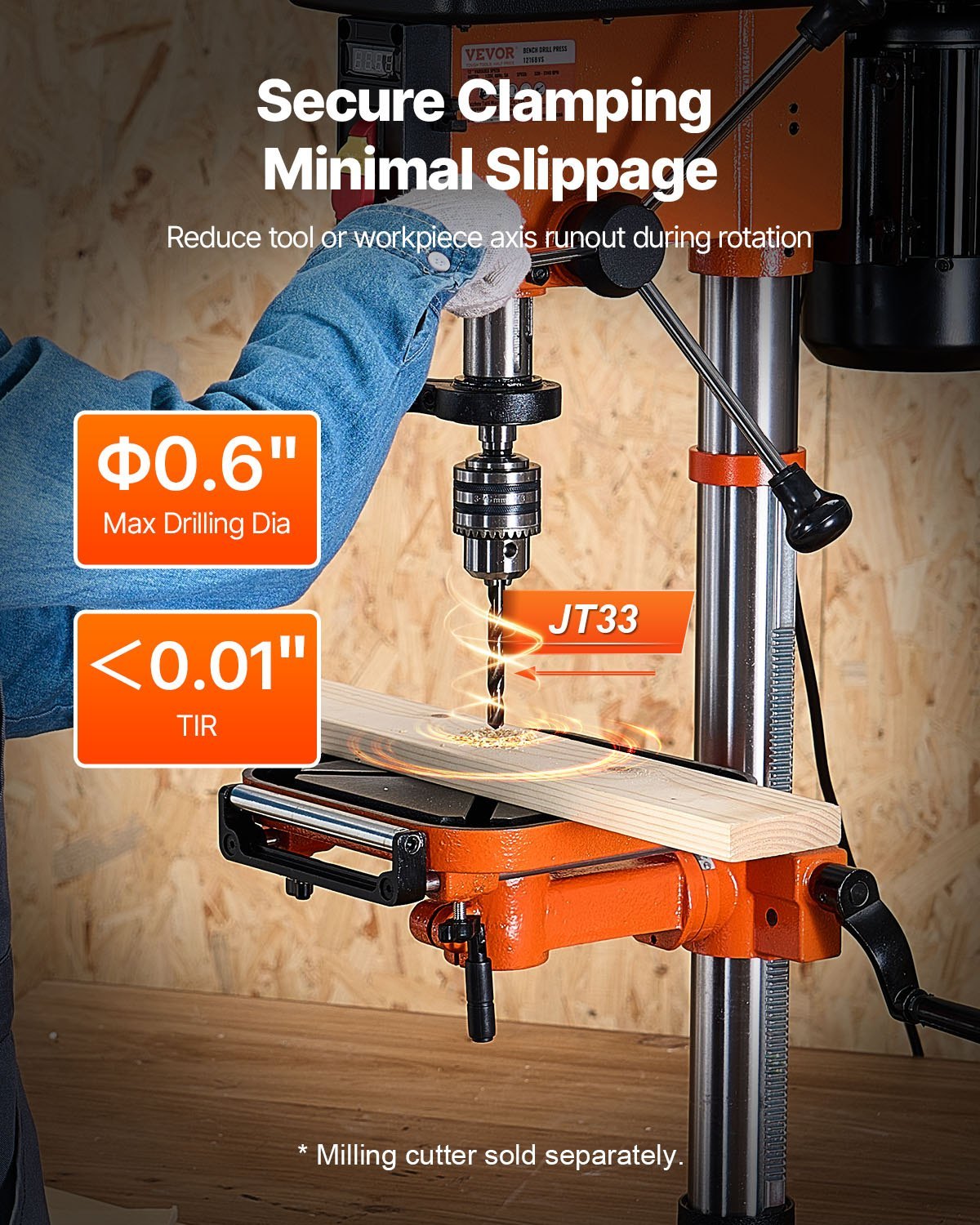 12 In Benchtop Drill Press, 5 Amp 120V, Variable Speed Cast Iron Bench Drill Press, 12 In Swing Distance 0-45° Tiltling Worktable With Laser Work Light, Tabletop Drilling Machine For Wood Metal - Image 2