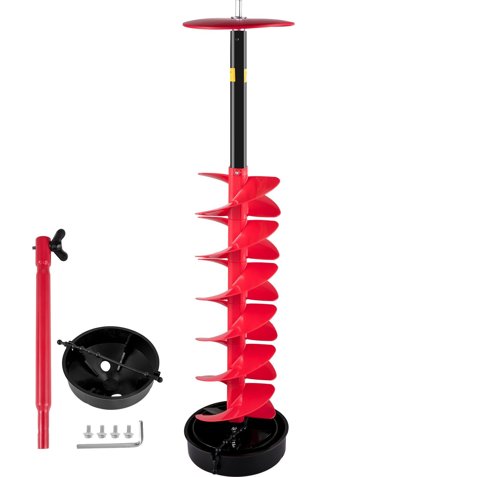 Ice Drill Auger, 8" Diameter Nylon Ice Auger, 39" Length Ice Auger Bit,Auger Drill With 11.8" Extension Rod,Auger Bit With Drill Adapter,Top Plate & Blade Guard For Ice Fishing Ice Burrowing