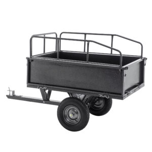 600LBS Heavy Duty Steel Dump Cart Trailer, 17 Cu.Ft. Tow Behind Hauling & Dumping Wagon For ATV, Lawn Tractor And Garden With 16 Tires