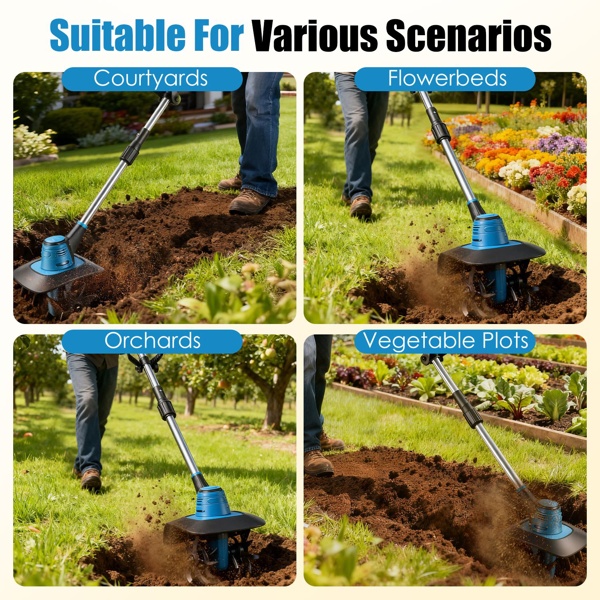 Cordless Tiller Cultivator,800W Electric Cordless Tiller Cultivator, 21V Battery Powered Soil Tiller With 6.69' Depth 8.66' Width, Handheld Garden Cultivator For Garden Yard Planting - Image 4