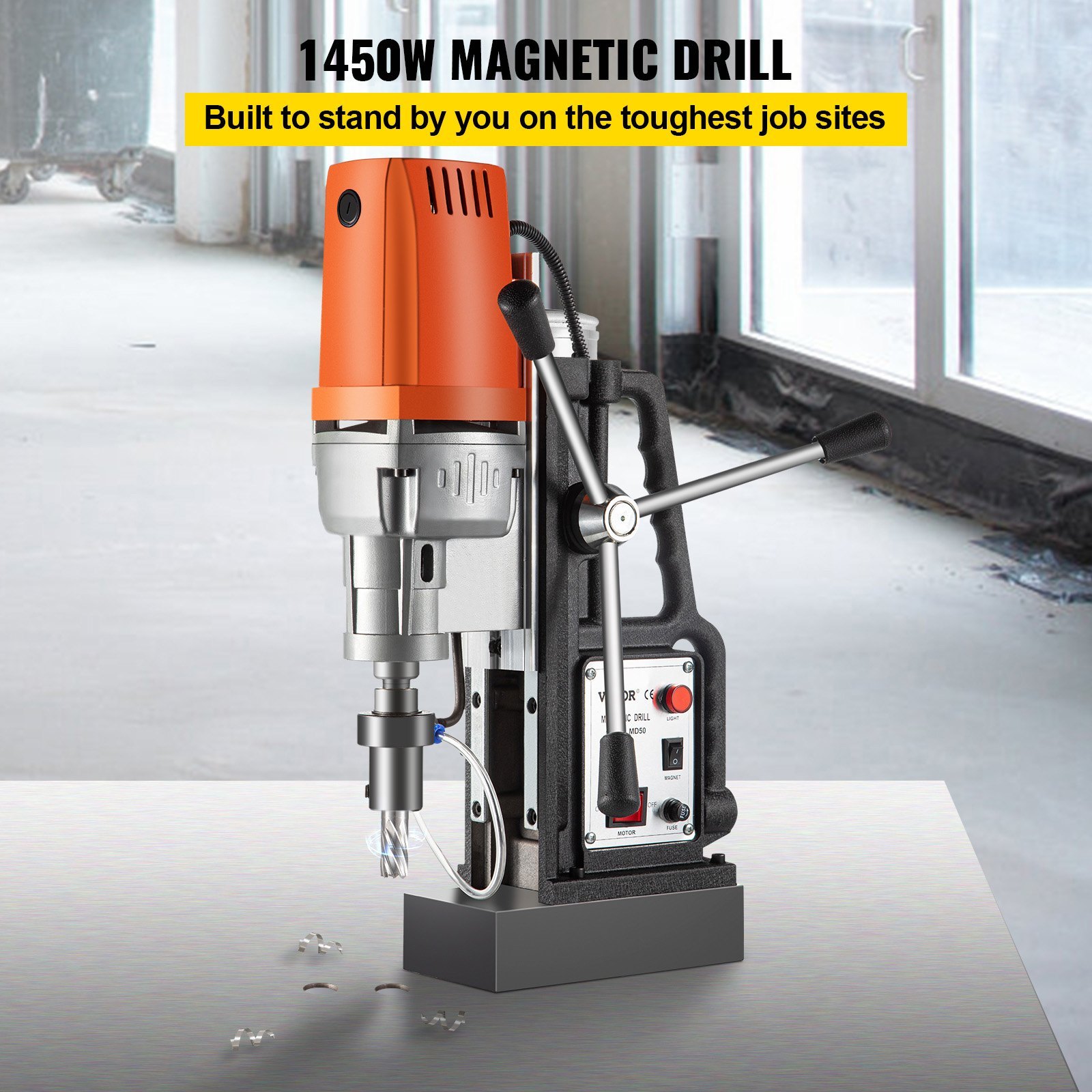 Magnetic Drill 1450W Magnetic Drill Press With 2Inch Boring Diameter Annular Cutter Machine 2900 LBS 11pcs HSS Annular Cutter Bits - Image 5