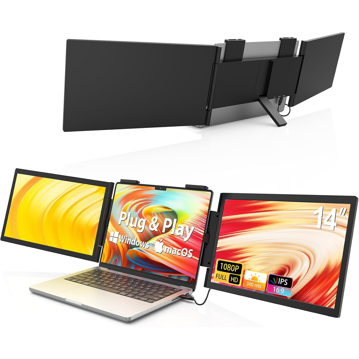 14-inch Dual-Screen Portable Monitor Laptop Expansion Screen - Image 5