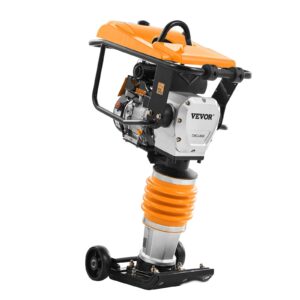 Jumping Jack Compactor, 6.5 HP Vibratory Rammer Fuel-Powered 196 Cc Engine Tamper, 3600 Lbs Impact Force, 26" Max Compaction Depth, Four-Spring, For Soil, Gravel, Concrete Slabs, Foundations