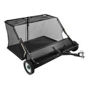 Tow Behind Lawn Sweeper, 48 In Pull Behind Yard Sweeper, 26 Cu. Ft Hopper Bag Capacity, Leaf & Grass Collector With Dumping Rope, Adjustable Sweeping Height, Garden Sweepers For Lawn Farm
