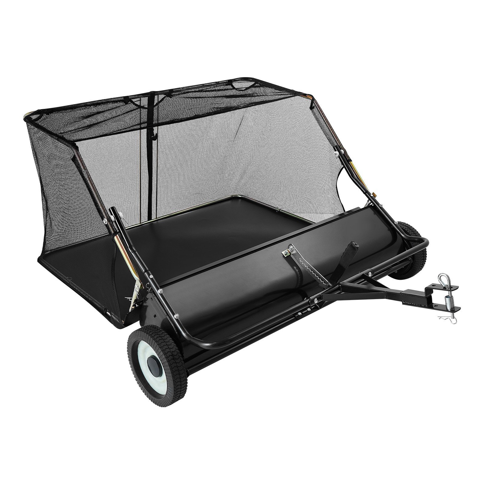Tow Behind Lawn Sweeper, 48 In Pull Behind Yard Sweeper, 26 Cu. Ft Hopper Bag Capacity, Leaf & Grass Collector With Dumping Rope, Adjustable Sweeping Height, Garden Sweepers For Lawn Farm