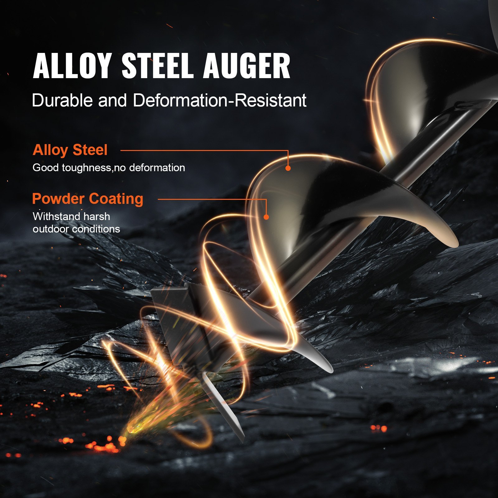 Post Hole Digger Gas Powered, 43CC 1250W Earth Auger, Gas Auger With 8” Auger Drill Action Design Bits, Post Fence Hole Digger For Farmland Garden Plant, Orange+Black - Image 4