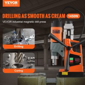 VEVOR Magnetic Drill, 1450W Boring Diameter, 12500N 850 RPM Portable Electric Mag Drill Press, Drilling Machine For Any Surface Home Improvement Industry Railway
