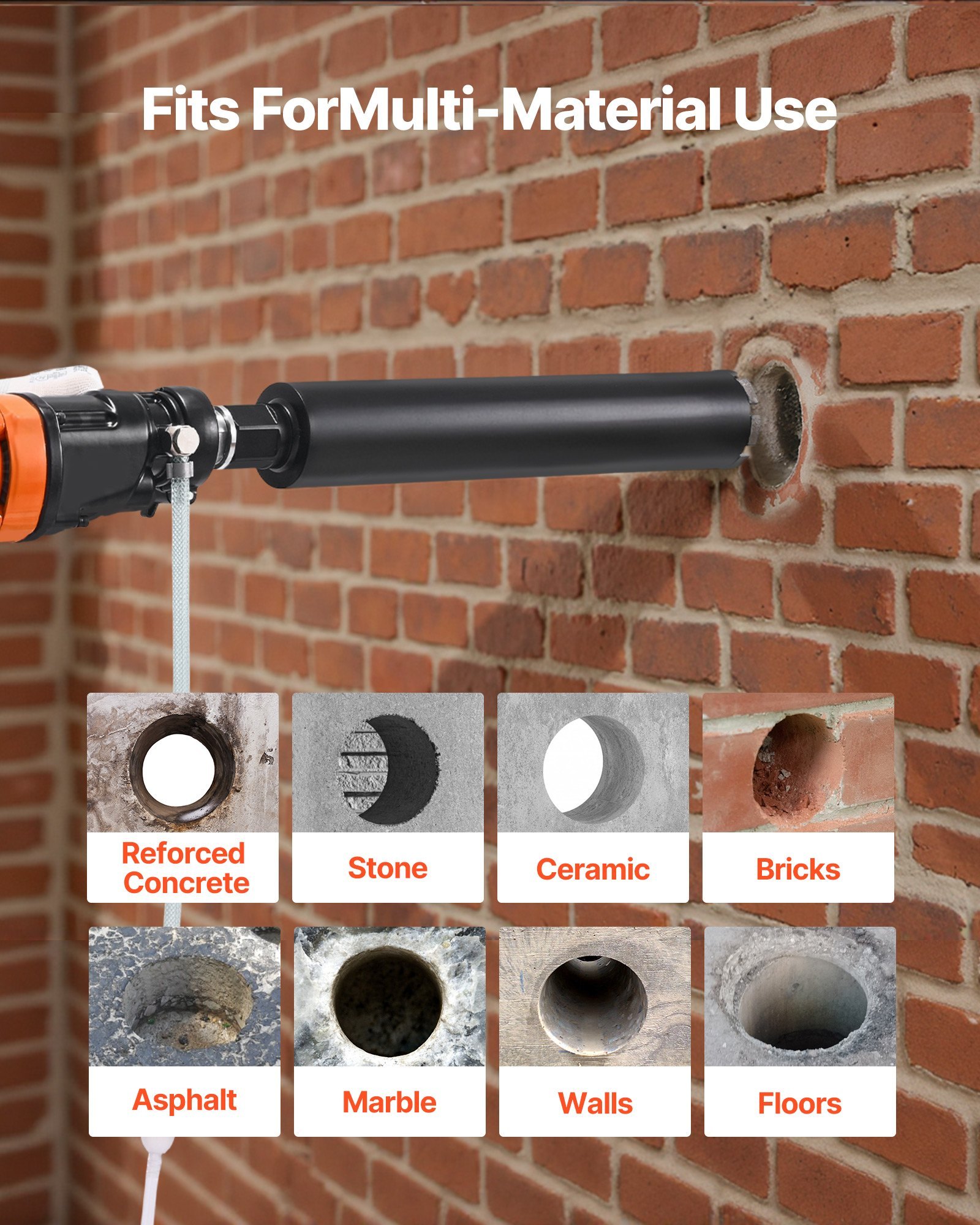 Diamond Core Drill Machine Handheld Concrete Core Drill Rig 8 In Dia 1800W - Image 2