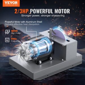 VEVOR Lawn Mower Blade Sharpener, 500W Lawnmower Blade Grinder With 7-inch Ceramic Grinding Wheel, Powerful Bench Mower Sharpening Machine For High Low Lift Blades, Gator Blades, Flat Blades