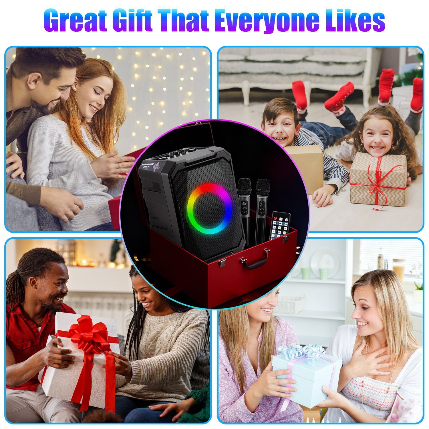 1Pc Portable Wireless Party Speaker With LED Light 2 Wireless Mics Remote Control TWS Music Accompany Mic. Priority Bass Echo Mic Treble Guitar In - Image 10