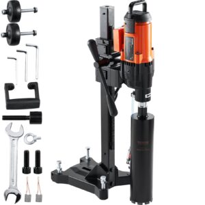 Diamond Core Drilling Machine, 10in Wet Concrete Core Drill Rig With Stand Wheels, 750RPM Speed & 1-1/4' Thread & Lifting Handle, 10in Drilling Diameter For Concrete Brick Block Stone, 2500W