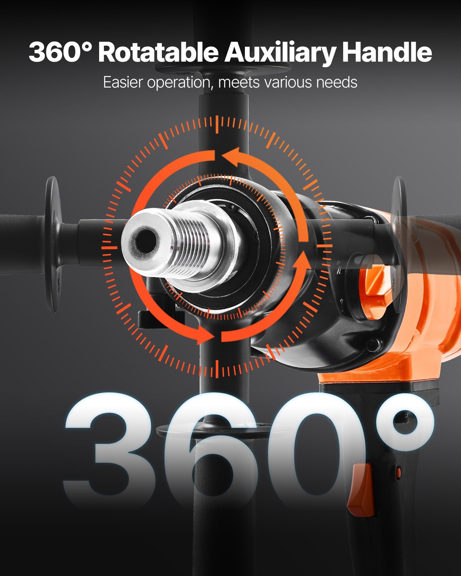 Diamond Core Drill Machine Handheld Concrete Core Drill Rig 8 In Dia 1800W - Image 3